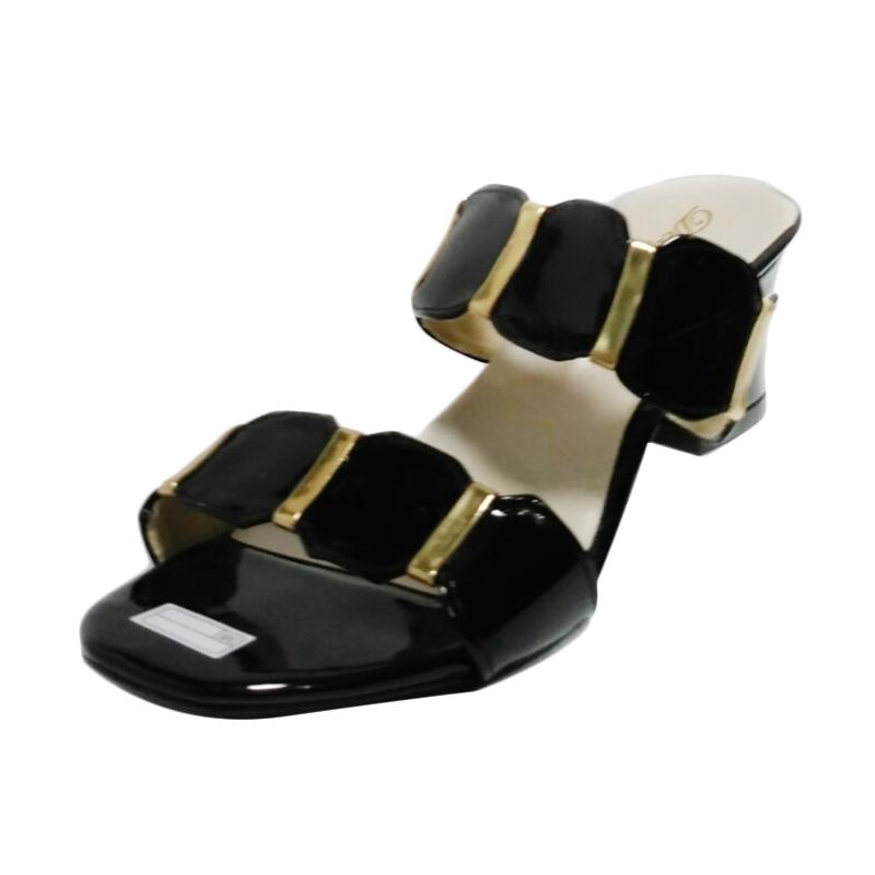 EFATA Glossy Hak Tahu US01 Sandal Heels - Hitam Gold