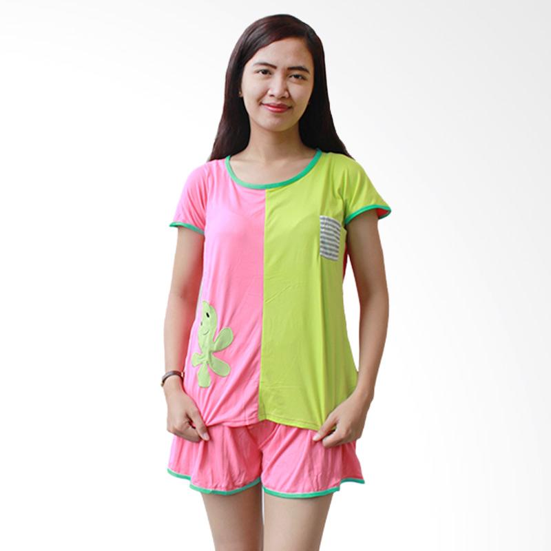 Aily 817 Setelan Baju Tidur Celana Pendek - Pink