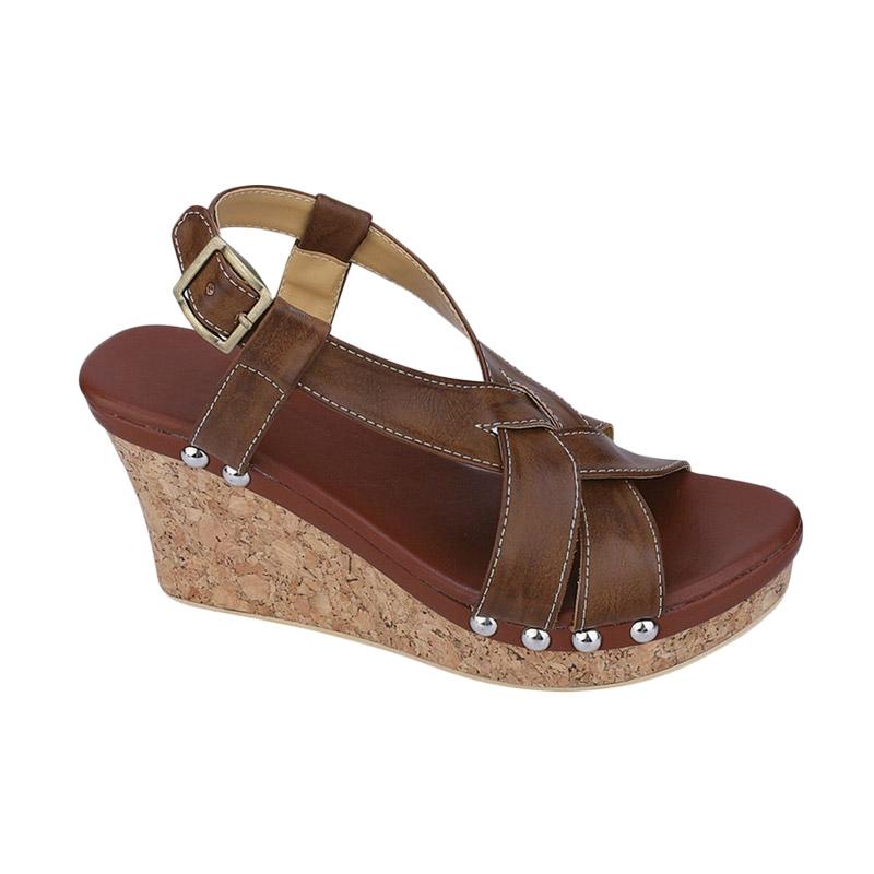 Syaqinah 310 Sandal Wedges Wanita - Coklat