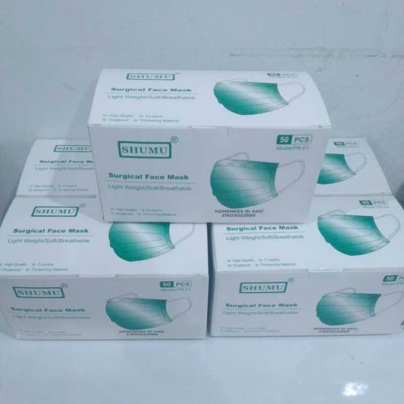 jual masker shumu 3 ply surgical face mask 1box isi 50pcs online mei 2021 blibli
