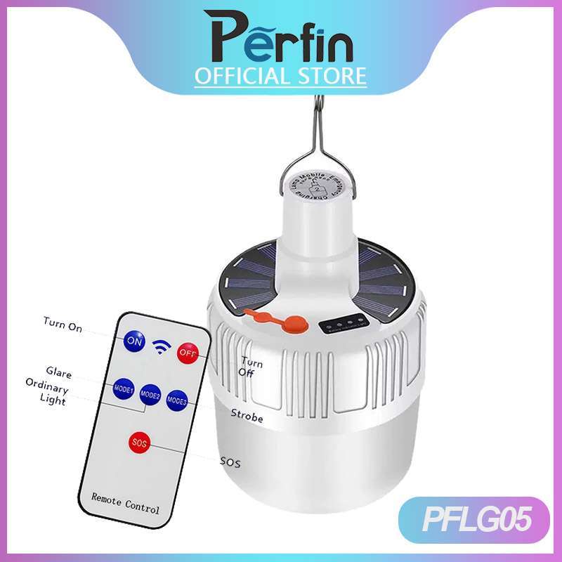 perfin pflg05 solar led isi ulang remote control lampu darurat rumah tangga garasi luar ruangan