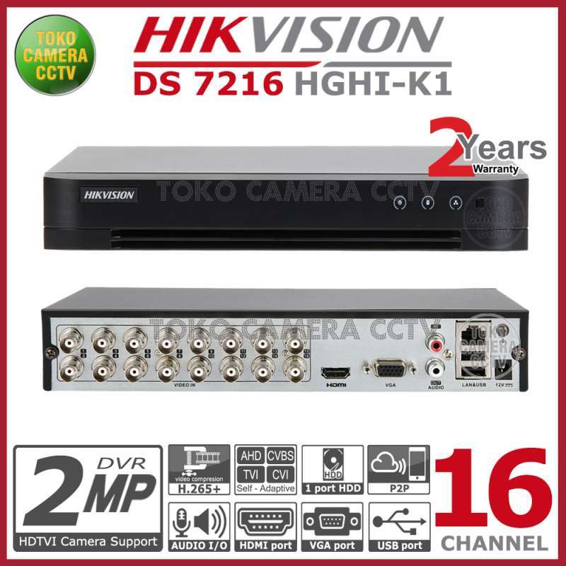 Hikvision 16 channel dvr sales 2mp
