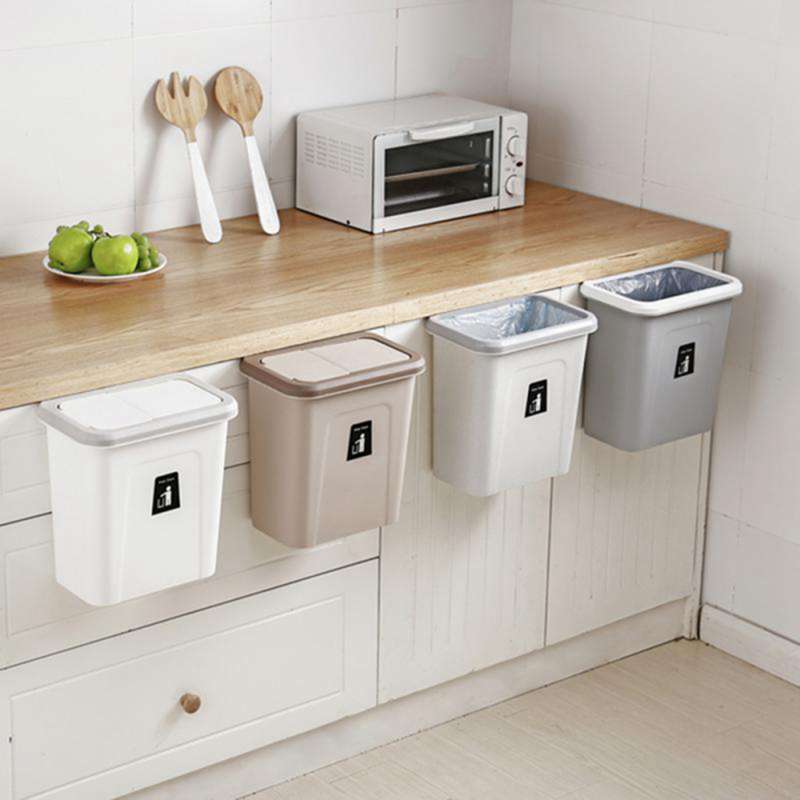 hanging trash can for kitchen cabinet and office small garbage can with lid for bedroom and bathroom diaper trash can