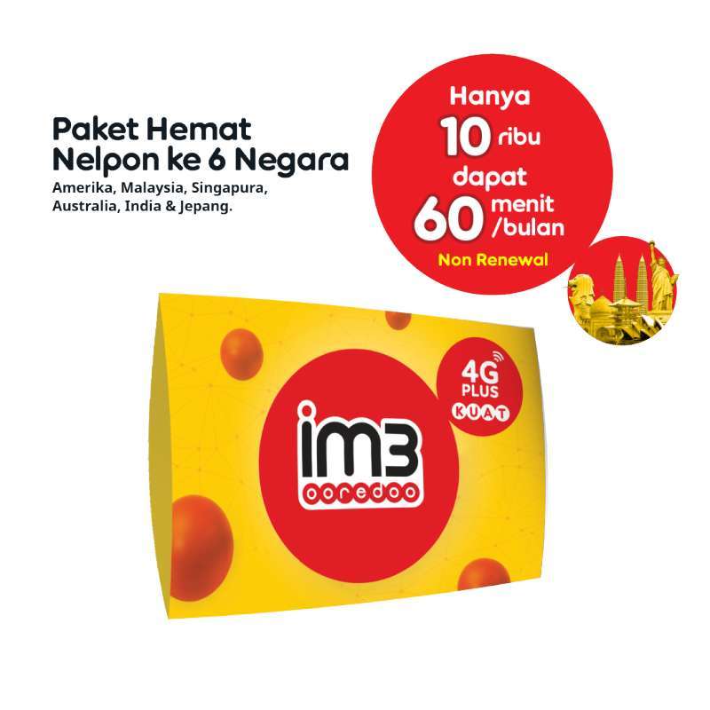Jual Im3 Telp Internasional Ke 6 Negara Kartu Perdana 60 Menit 30 Hari Non Renewal Murah Mei 2021 Blibli