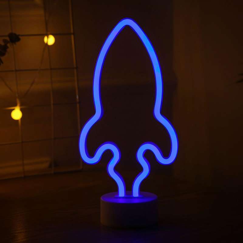 led neon sign lights rocket neon lamp usb battery powered visual art white blue red pink color for commercial residential christmas tree decor gift