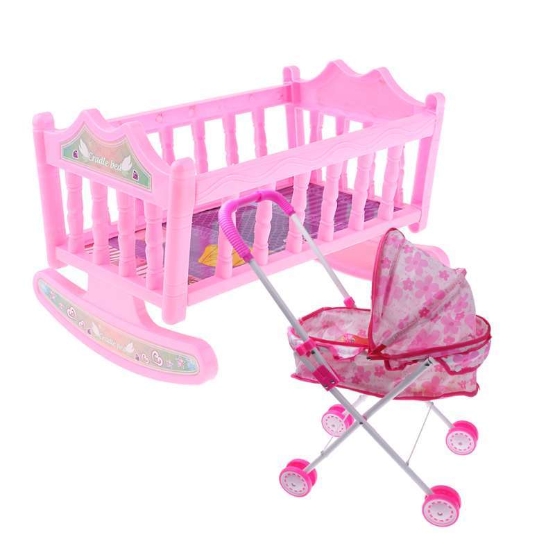 Pink Doll Pram Buggy Pushchair Stroller 