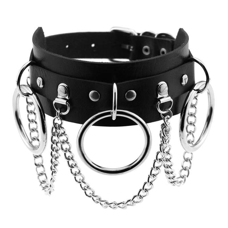 PU Leather Choker Necklace Chain Collar 