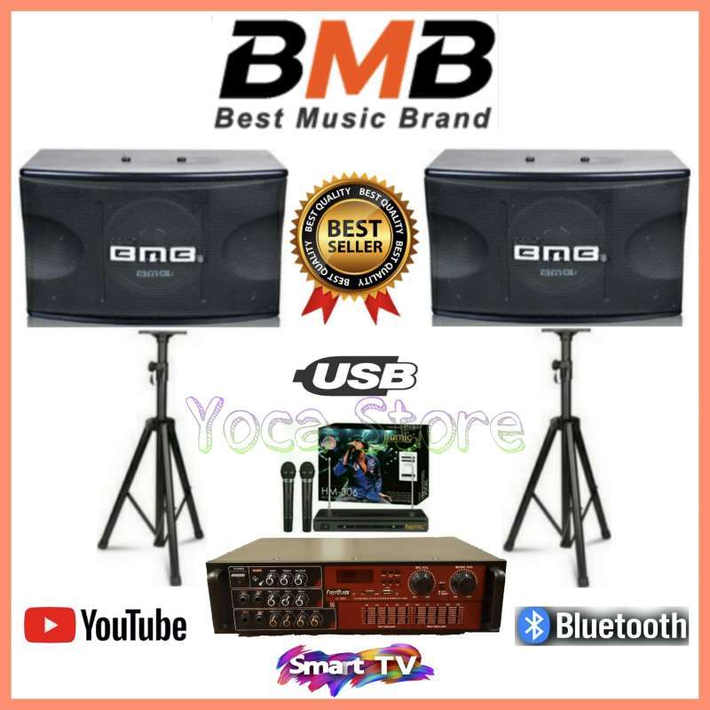 Paket Sound System Karaoke Speaker BMB 10 Inch Ampli Bluetooth USB FM RADIO