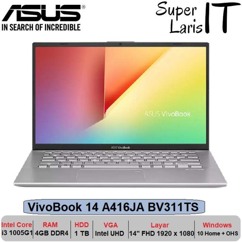 Jual Laptop Asus Vivobook 14 A416ja Bv311ts I3 1005g1 4gb 1tb 14 W10 Ohs Murah Mei 2021 