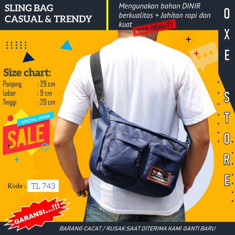 Jual Tas Selempang Sling Bag Pria Besar Slempang Kerja Kuliah Sekolah Murah  - TL 802 Hijau - Kota Bandung - Zona Fashion1d