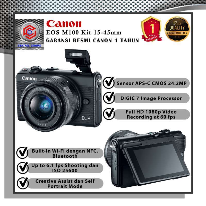 canon eos m100 15 45mm garansi resmi unit only