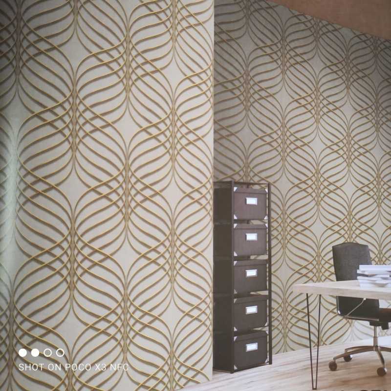 Jual Wallpaper Dinding Premium Gelombang 3d Kream Gold Tebal Berserat 10 M X 53 Cm Terbaru Juni 2021 Blibli
