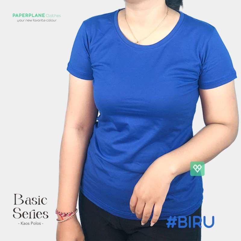 Jual Kaos Polos Wanita Paperplane Clothes - Warna Biru - Katun Combed di  Seller Paperplane Clothes Official Store - Peguyangan, Kota Denpasar |  Blibli