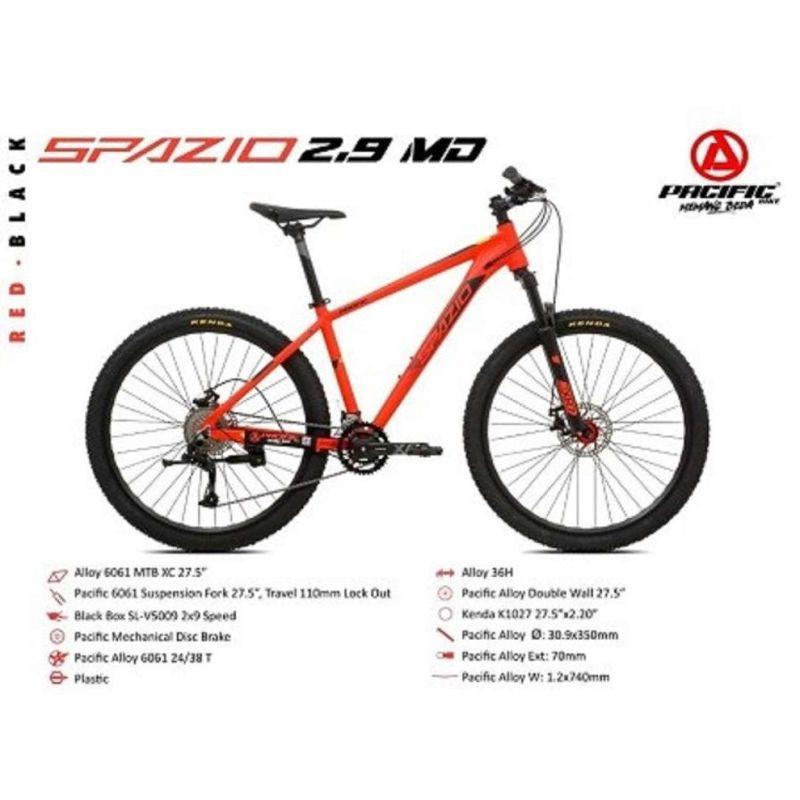 Jual Sepeda MTB27.5 PACIFIC SPAZIO 2.9 MD (FL-2X9 SPEED) - RED di Seller  Venuss cellular - Kab. Bekasi, Jawa Barat | Blibli