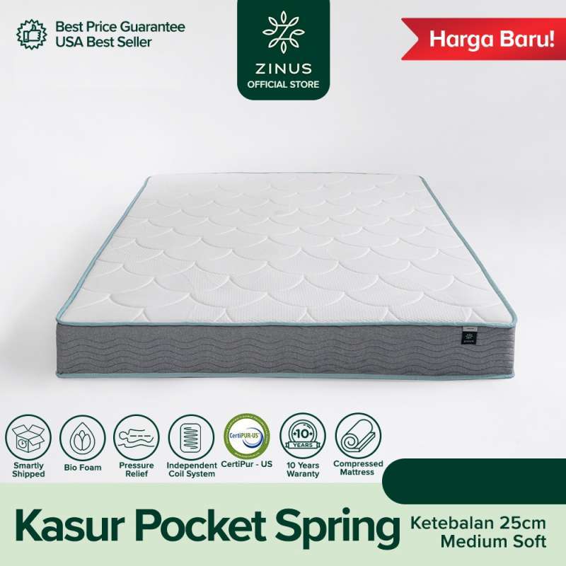 Zinus Kasur Spring Bed Deluxe Pocket Tebal 25cm Terbaru Agustus 2021 Harga Murah Kualitas Terjamin Blibli