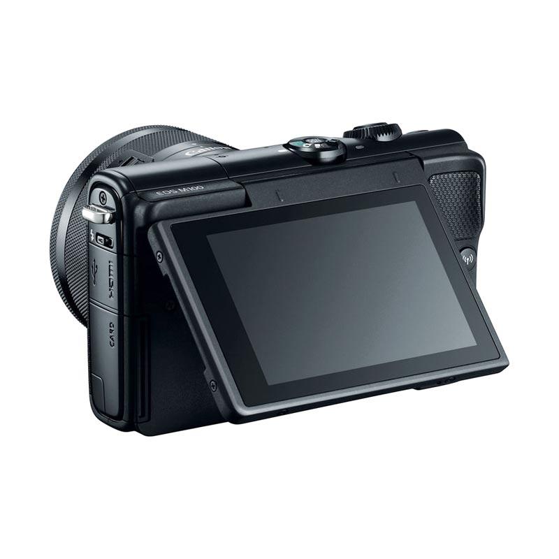 canon eos m100 kit 15 45mm 22mm kamera mirrorless black camera co id