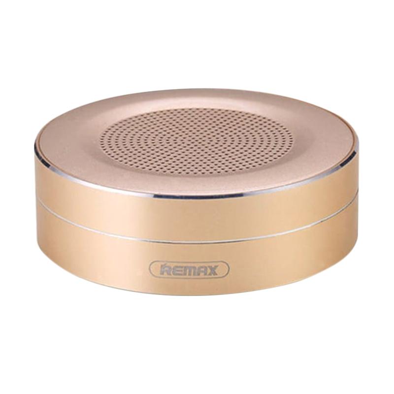 Remax RB-M13 Gold Mini Bluetooth Speaker with Micro SD Slot and AUX, Enhanced Bass, CNC Aluminum Build, Ideal for Music Lovers Seeking Portability and Style