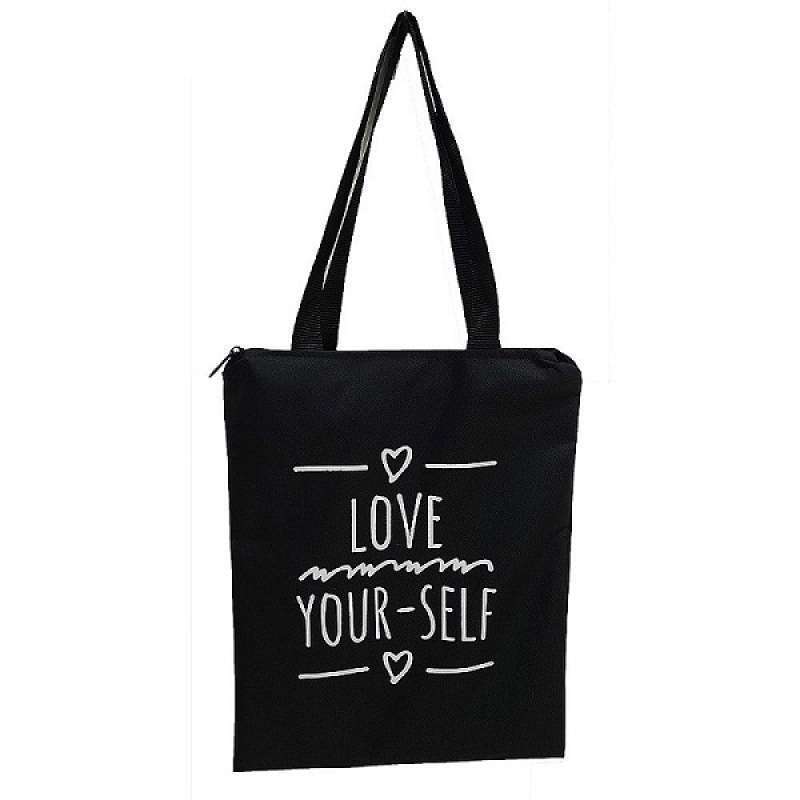 Jual Tote Bag Love Yourself Quotes Tas Tenteng Shoulder Bag Hitam