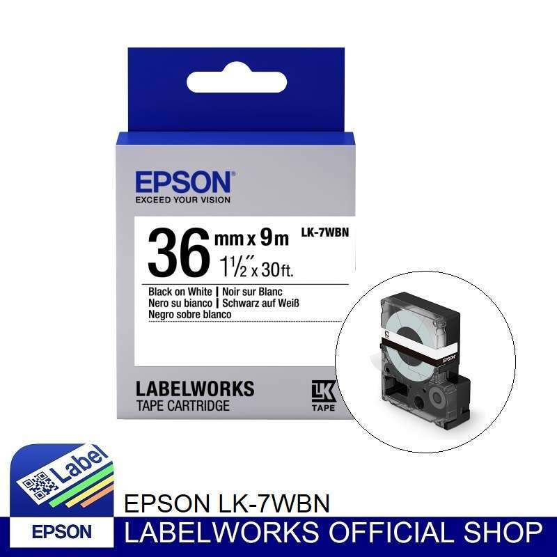 Epson labelworks LK-7WBN 36mm black on white 9m label tape cartridge
