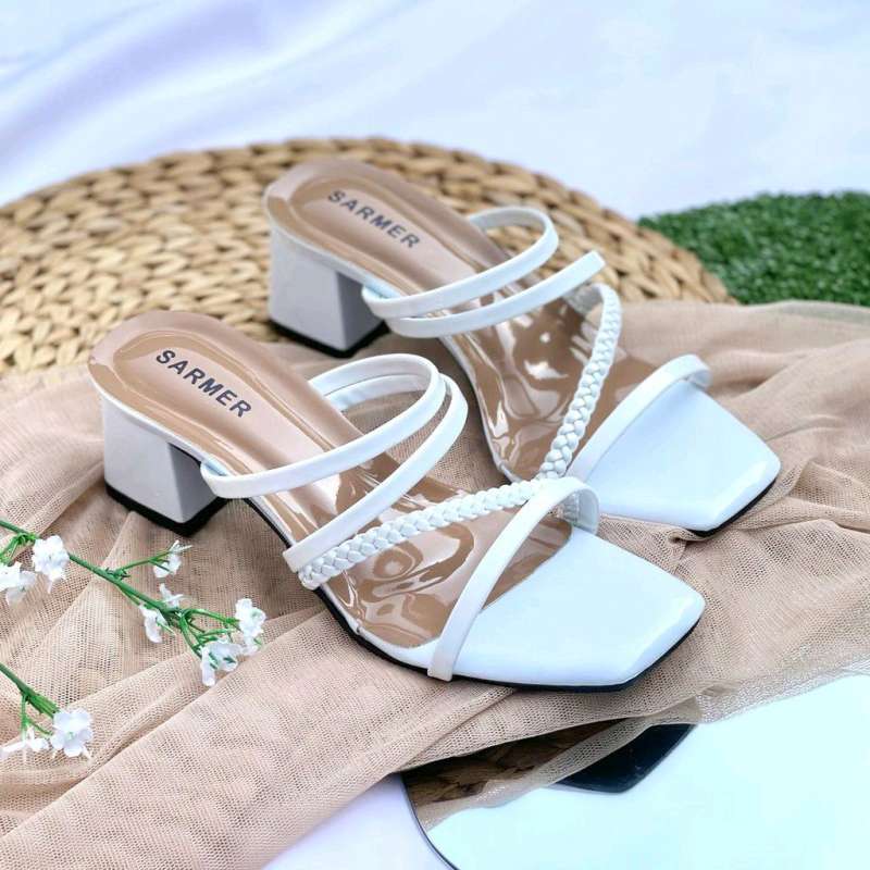 Jual SANDAL HEELS WHITE SANDAL WEDGES MURAH SANDAL WANITA TERBARU