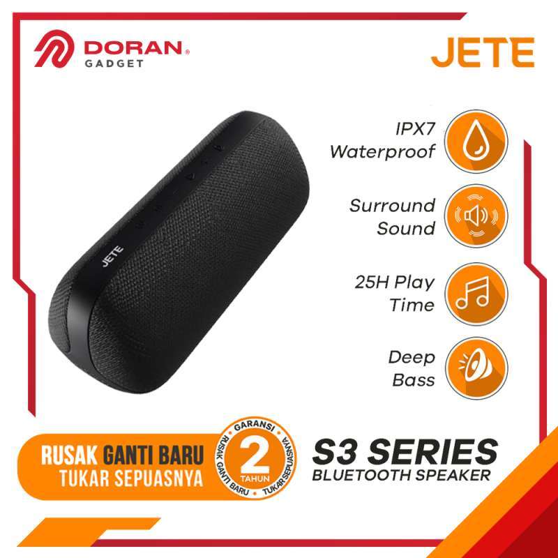 Speaker Bluetooth JETE S3 Series with IPX7 Waterproof, 25-Hour Battery, and Powerful Bass, Perfect for Music Lovers On-the-Go