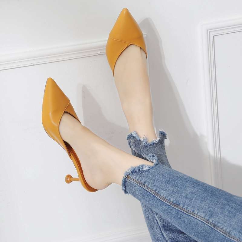 yellow stiletto heels