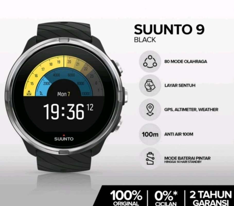 Jual Suunto 9 Non Baro Black Smartwatch Garansi Resmi di Seller