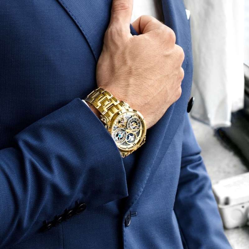 Promo Stuhrling Luciano Jam Tangan Automatic Pria 371B 03 Gold