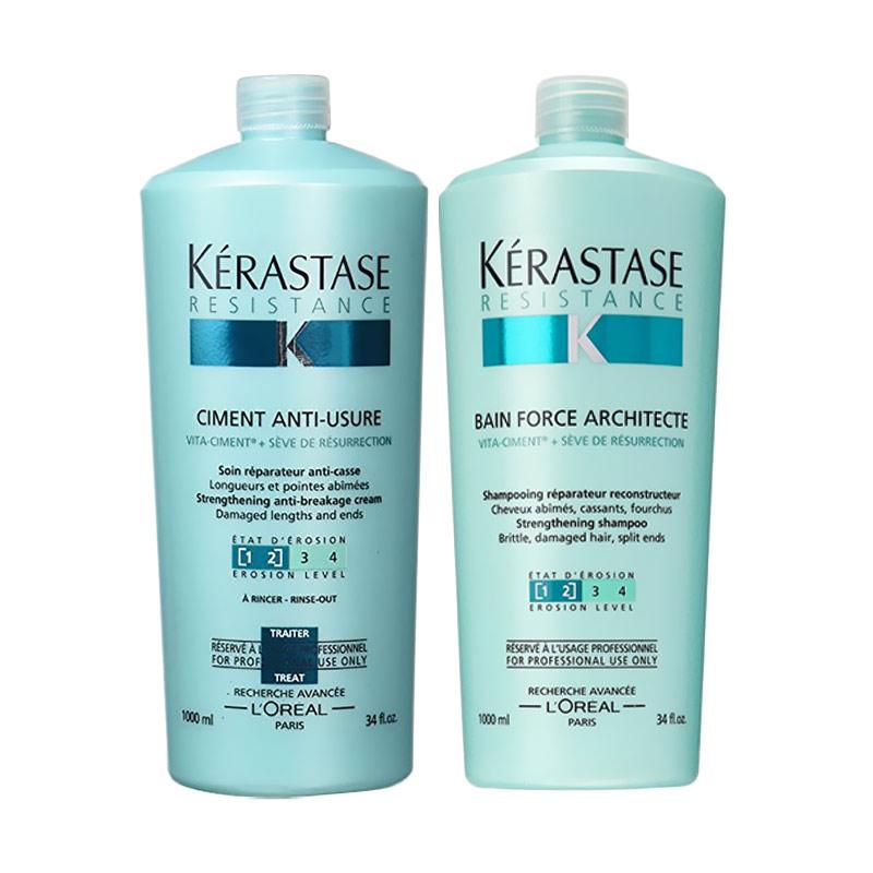 Jual Kerastase Resistance Paket Perawatan Rambut Bain Force Architecte 1000ml Ciment Anti Usure 1000 Ml Murah Mei 2021 Blibli