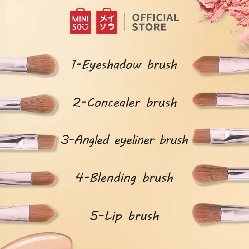 Jual MINISO Kit Kuas Makeup Brush Spons Kosmetik 5 Pcs Set ...