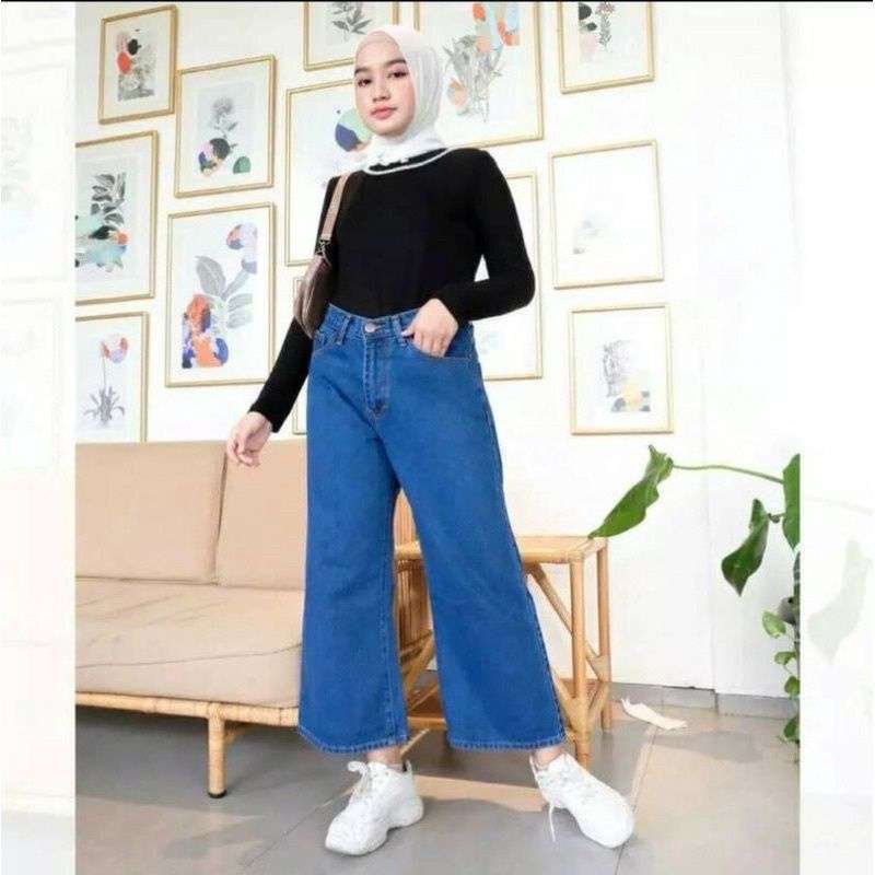KULOT JEANS POLOS LIPAT PREMIUN TEBALL 