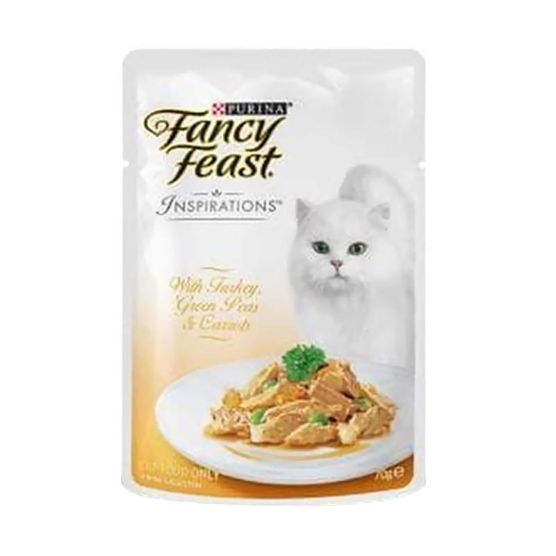 Fancy Feast Inspirations Turkey Green Peas u0026 Carrots Makanan Kucing [70 g]