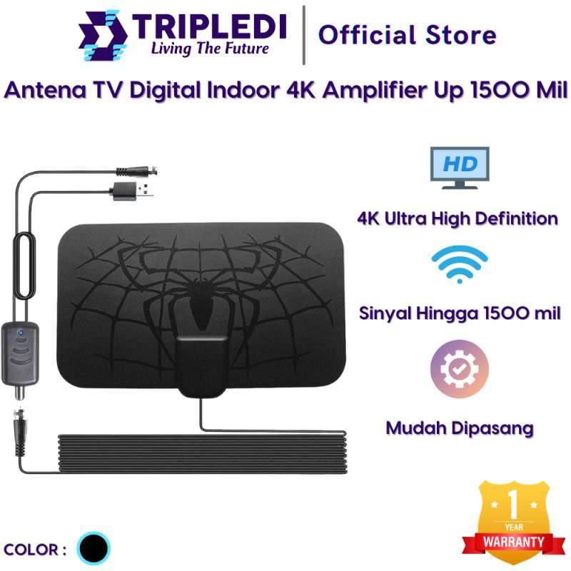 TRIPLEDI Antena Amplifier Up To 1500Mil HDTV Penguat Sinyal Indoor Digital Smart TV 4K DVB T2 Live Streaming Pertandingan Sepak Bola Siaran Langsung