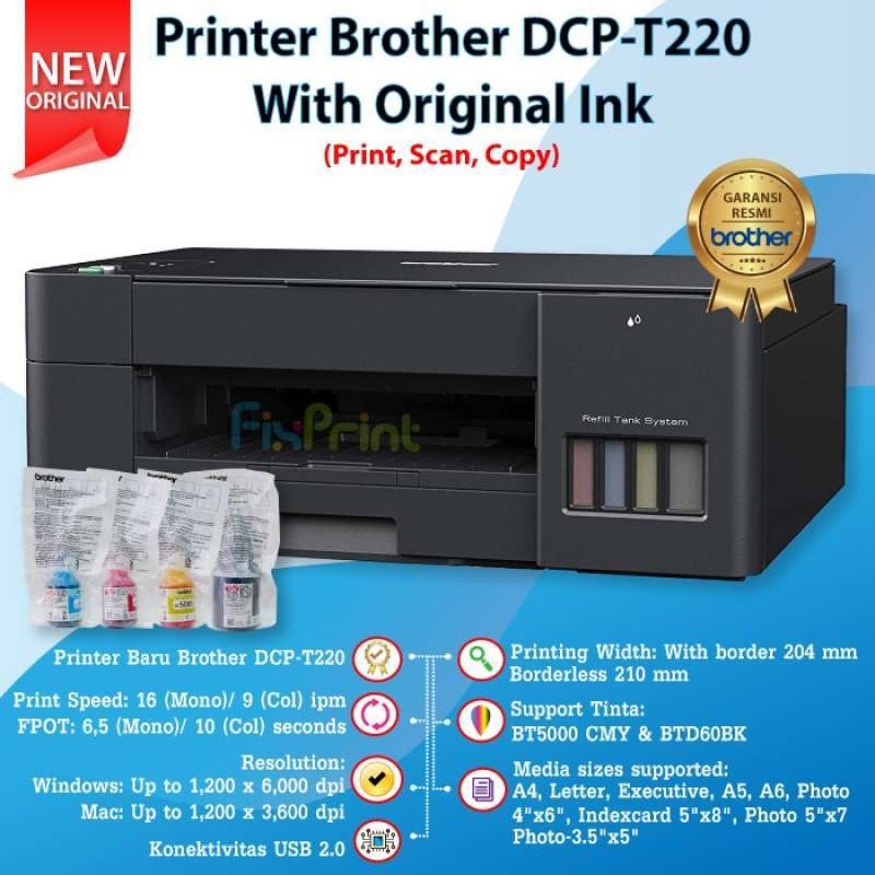 Jual BEST PROMO Printer Brother DCP-T220 Print Scan Copy Tinta Original  BTD60Bk BT5000 di Seller Flakes Store - Kota Jakarta Barat, DKI Jakarta |  Blibli