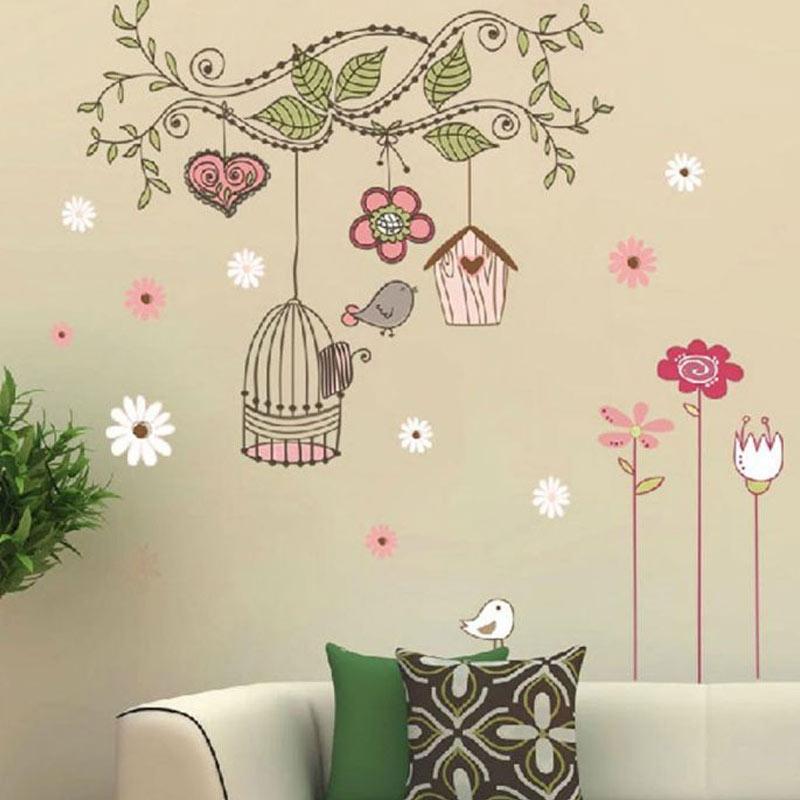 Jual Bluelans Tree Bird Cage Style Diy Wall Art Sticker Bedroom Living Room Home Decor Gift Online November 2020 Blibli Com
