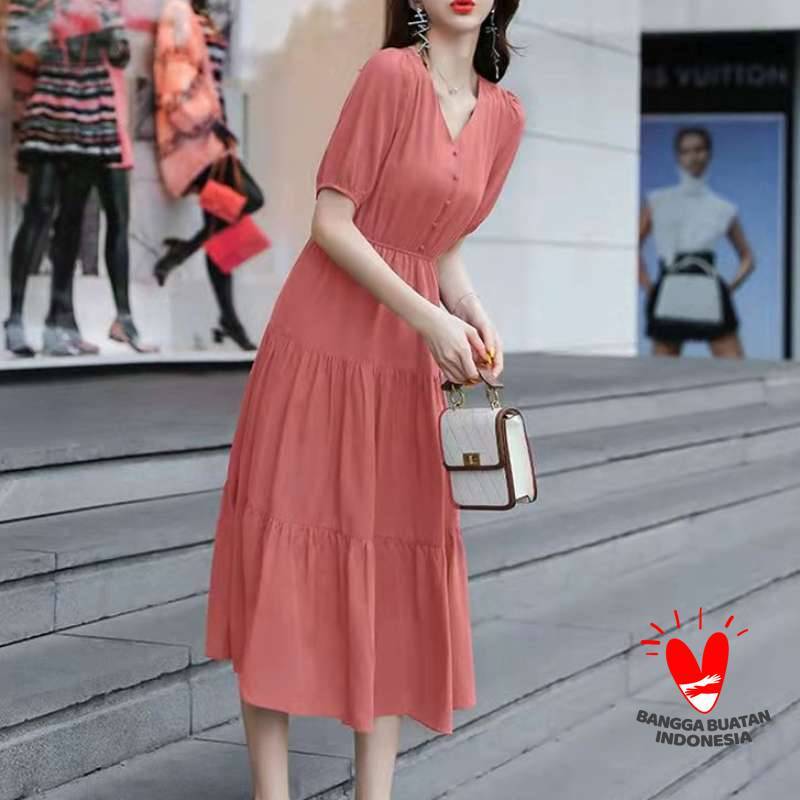 Korean ruffle dress hot sale