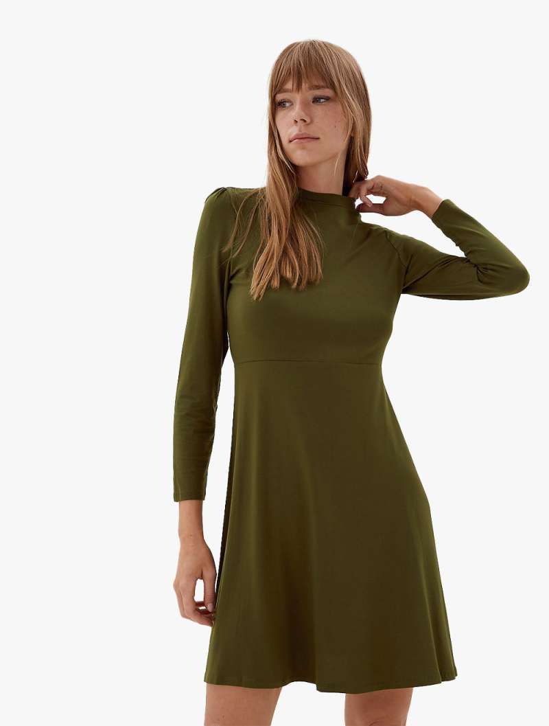 Jersey Round Neck Knee Length Tea Dress 