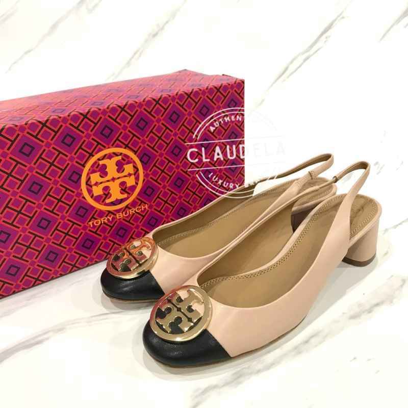 Jual TORY BURCH Benton Cap Toe Slingback 45MM Pump Shoes in Goan Sand /  Perfect Black di Seller Claudela - Pluit, Kota Jakarta Utara | Blibli