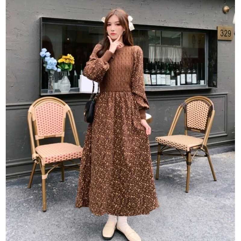 Korean style long best sale dress