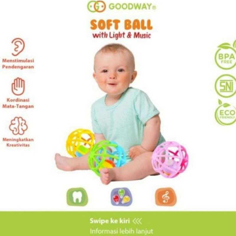 GOODWAY Soft Ball with Light and Music Mainan Bayi Bola Musik Lampu