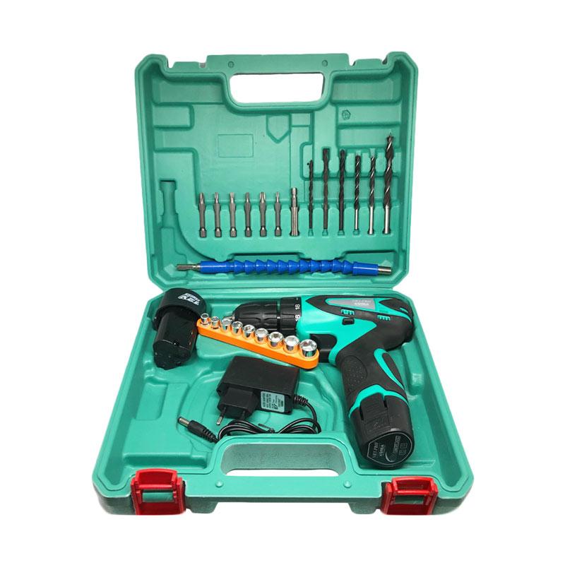 Jual NRT PRO DC 330 Cordless Drill Set Mesin Bor 12 V 26 Pcs di