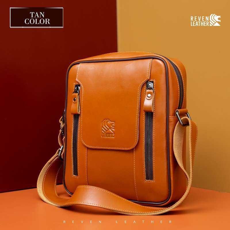 Tas Pria Kulit Asli Selempang Pria Cowok Original Branded Reven Anderson Sling Bag Genuine Leather Kualitas Premium Fashion Elegan Kantor Kerja
