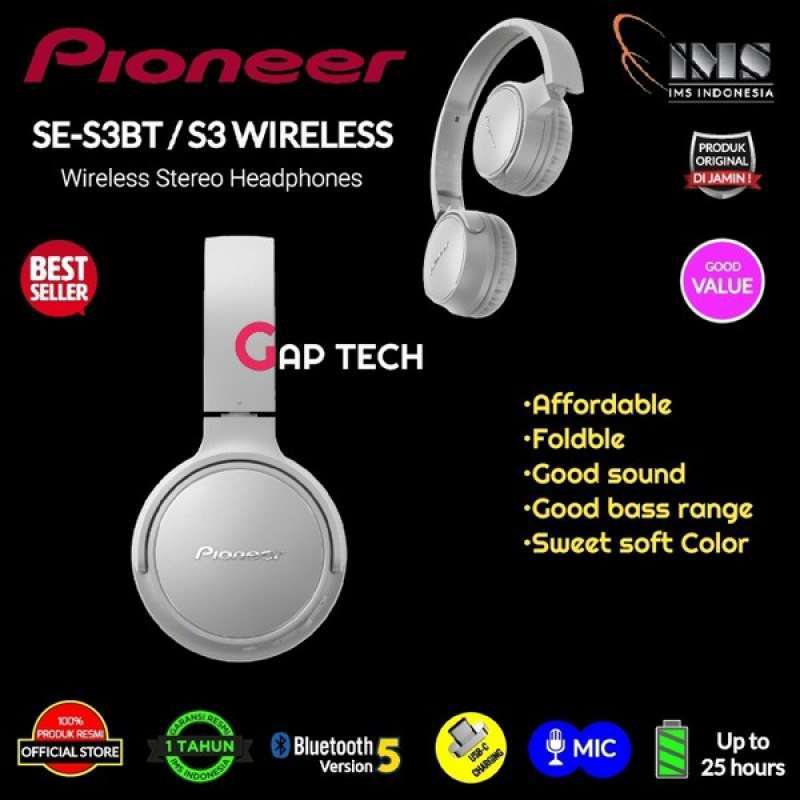 Promo Pioneer S3 Wireless / Se-S3Bt / Se S3 Bt On-Ear Bluetooth Headphones  di Seller PadhanG Store - Kota Jakarta Barat, DKI Jakarta | Blibli