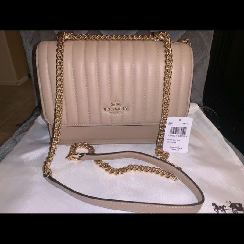 klare crossbody with linear quilting taupe