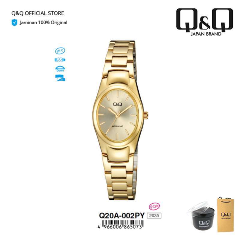 Q&Q QnQ QQ Jam Tangan Arloji Wanita Fashion Analog Stainless Steel Q20  Q20A Water Resist BAR