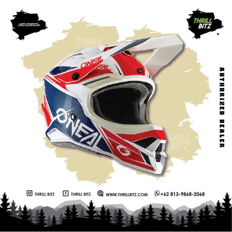 Jual Helm Oneal 3 Series Stardust Helmet White Blue Red Size M