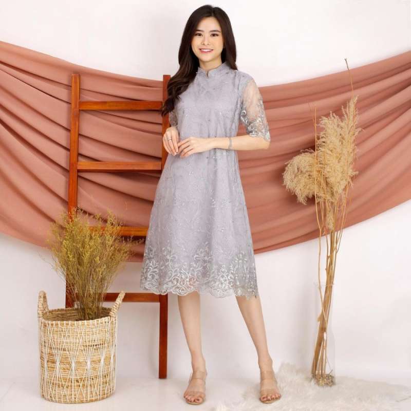 Jual Dress Cheongsam Brukat Brokat Shanghai Glitter Premium Imlek