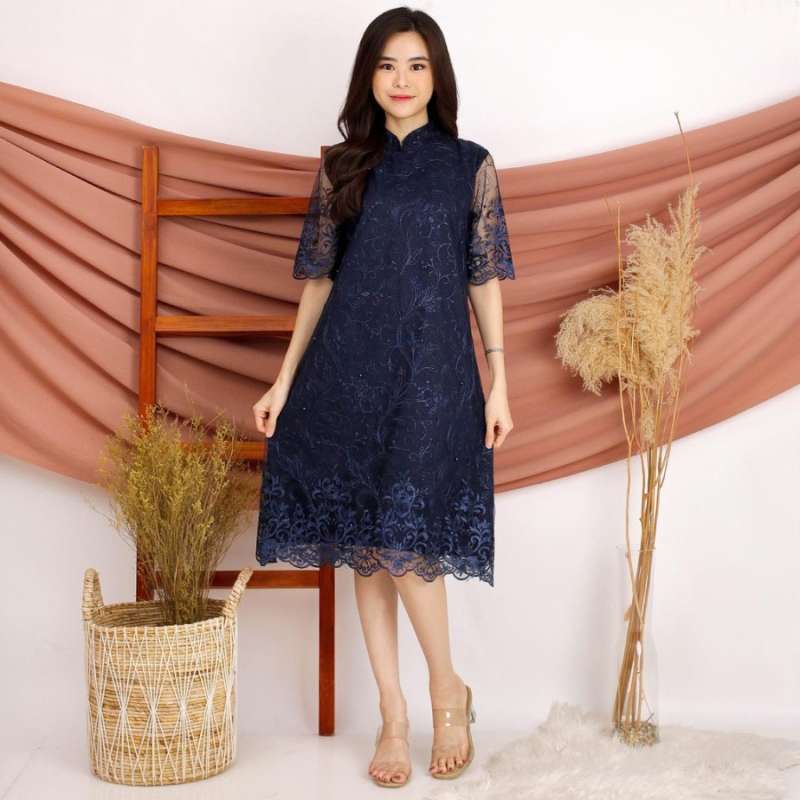 Dress cheongsam brokat hotsell