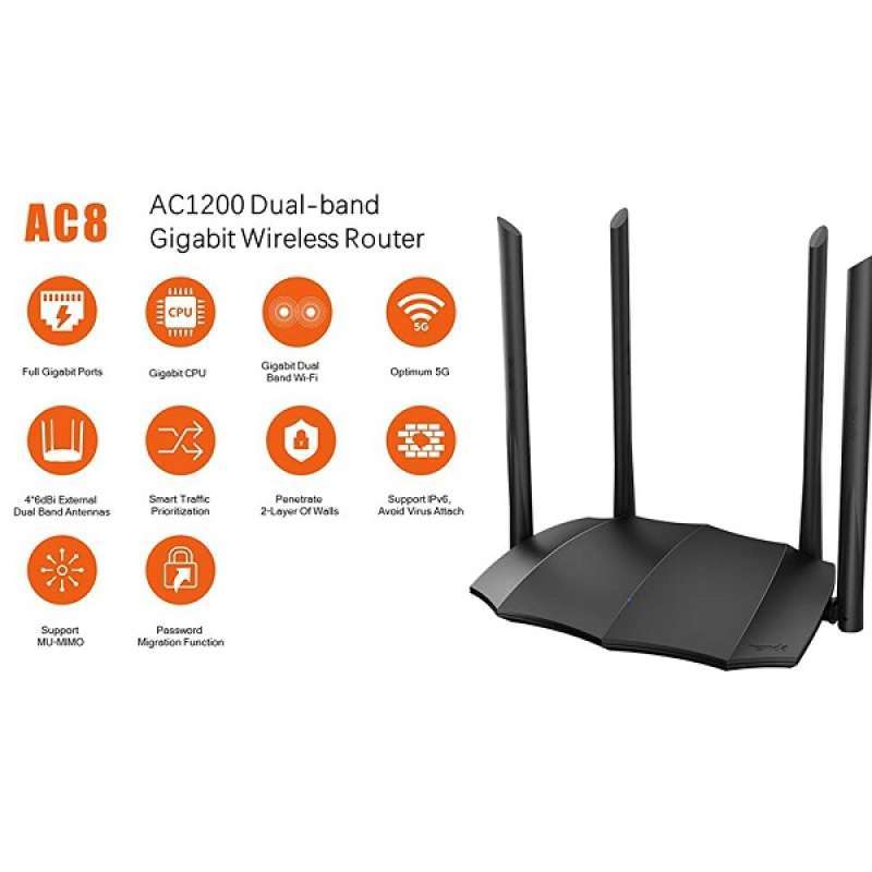 Jual TENDA AC8 AC1200 Dual Band Gigabit Wireless Router di ...