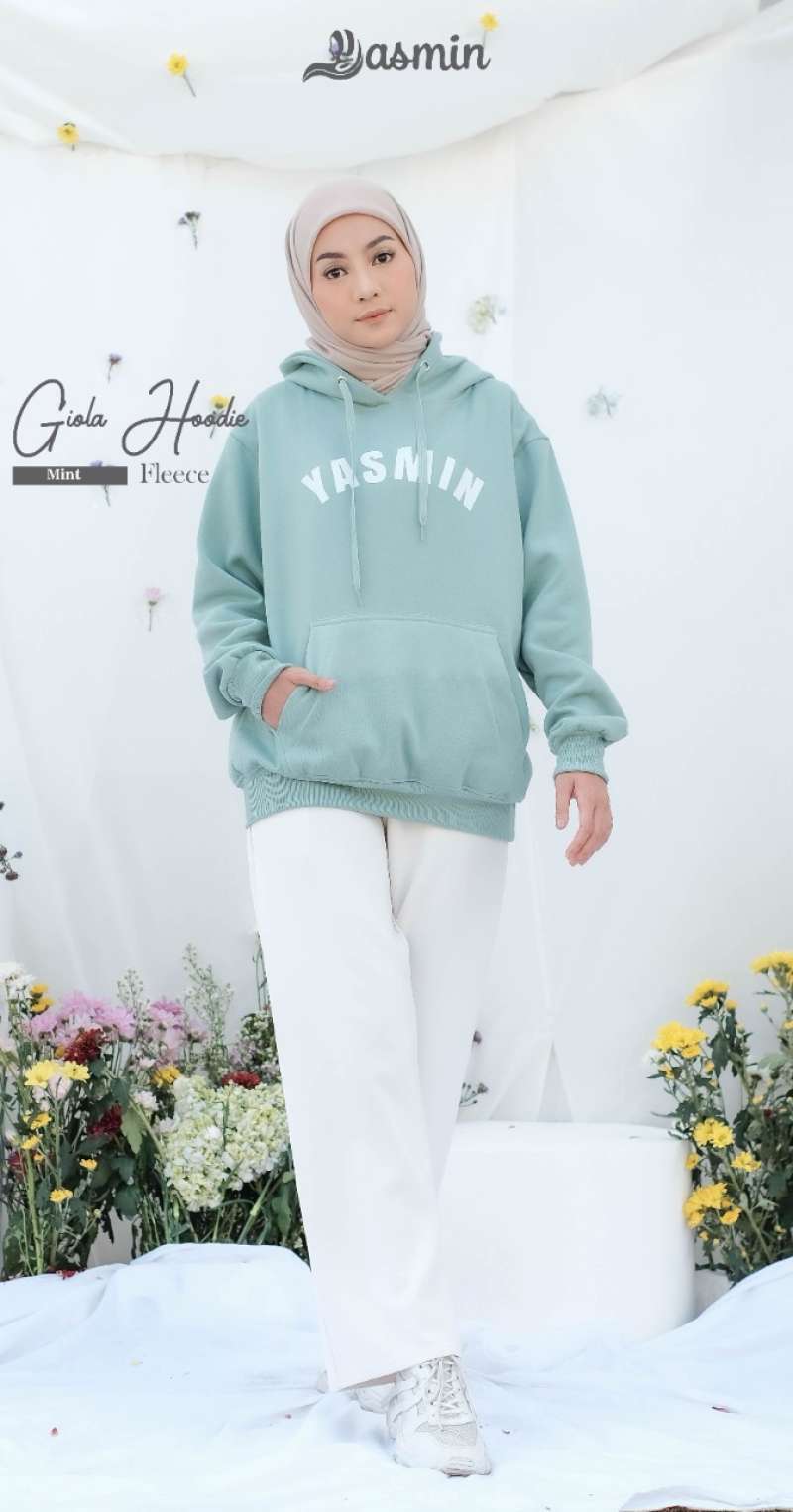 Jual Giola Hoodie By Yasmin Hijab sweater hoodie oversize M Mint